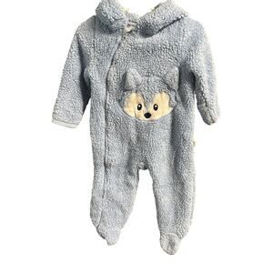 5/$20 Blue Fuzzy Fox Hooded Jumper - Little Joy - 6-9mo